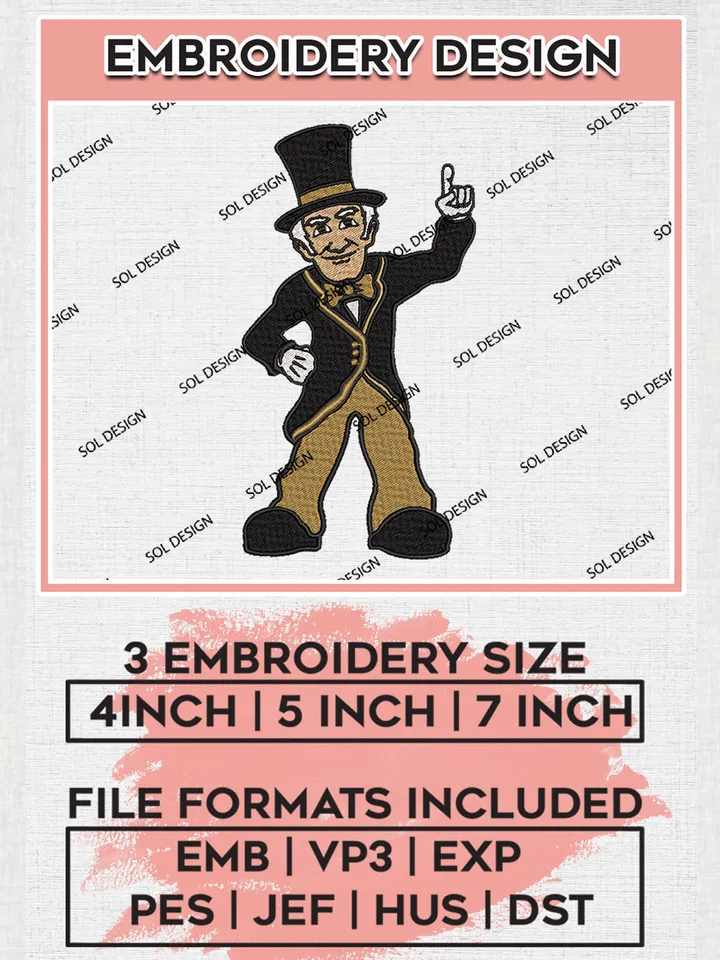 NCAA Wake Forest Demon Deacons Team Funny Mascot Logo embroidery designs, NCAA Wake Forest Demon Deacons Logo Machine embroidery designs, NCAA Team Logo embroidery designs, NCAA Game Day Machine embroidery designs, Digital Download