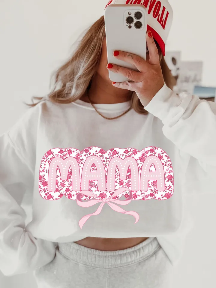 Mama Pink Chinoiserie Coquette PNG, Mama Coquette Bow Png, Retro Mama png, Pink Mama Png, Mama Shirt Png, Mama Varsity Sublimation Design