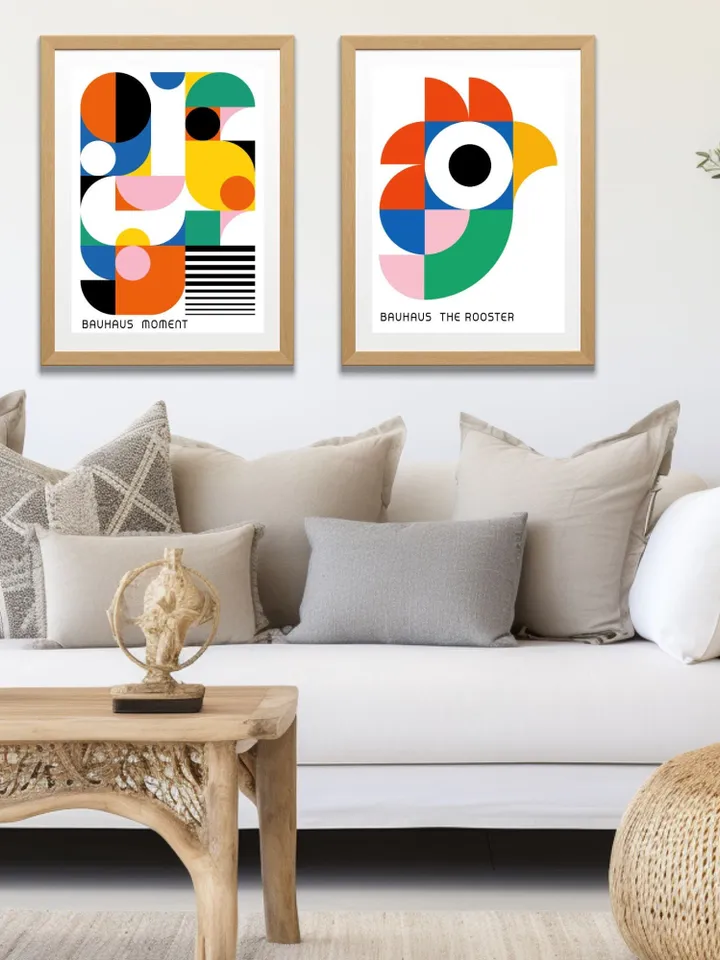 Bauhaus poster set of 15 premium printable wall art prints mid century modern minimalist abstract geometric bundle digital download poster