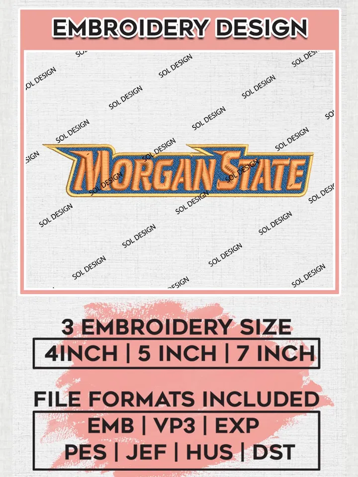 NCAA Morgan State College Team Word Logo Embroidery Design Files, NCAA Morgan State Bears Machine Embroidery, NCAA Teams, 3 sizes, NCAA Machine embroidery designs, Digital Download