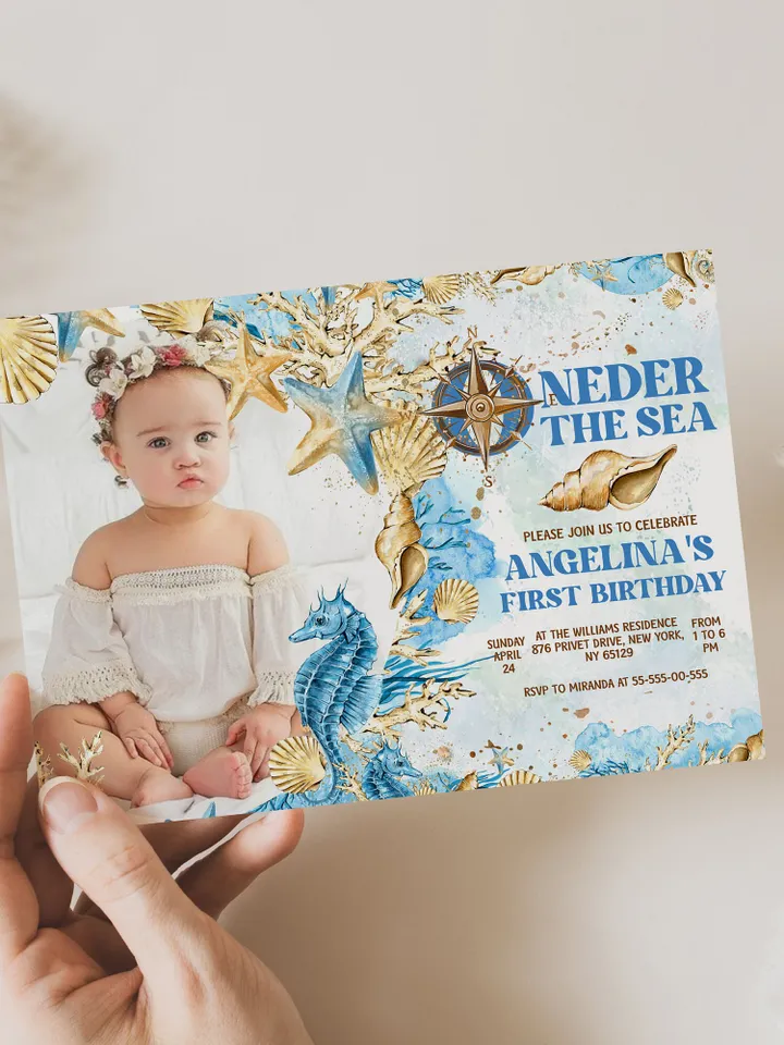 Editable ONEder the Sea First Birthday Invitation; Under the Sea Party; Ocean Party Birthday Template Instant Download; SE1
