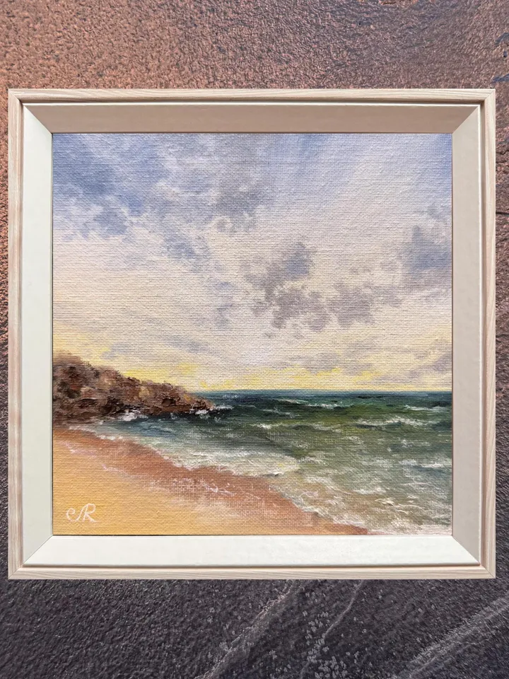 Seascape Original Art Sunset Oil Painting Coast Wall Art Sunrise Painting