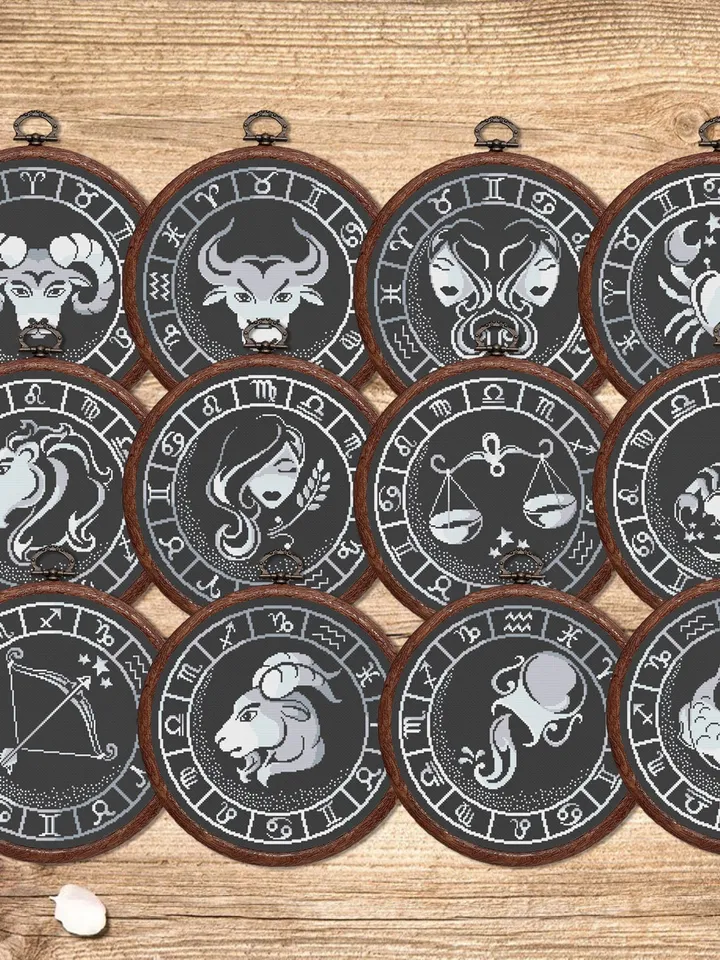 Leo Silver Cross Stitch Pattern, Zodiac Cross Stitch, Astrology Cross Stitch, Leo Pattern, Zodiac Sign Cross Stitch, Cancer #zdc018