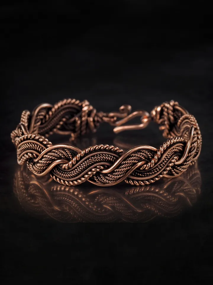 Copper wire wrapped bracelet for woman 7th Anniversary gift Small size bracelet