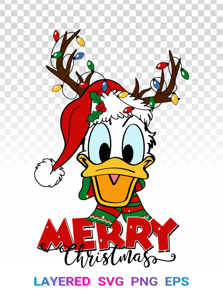 🎄 Donald Duck Christmas SVG, Disney Holiday PNG, Reindeer Clipart