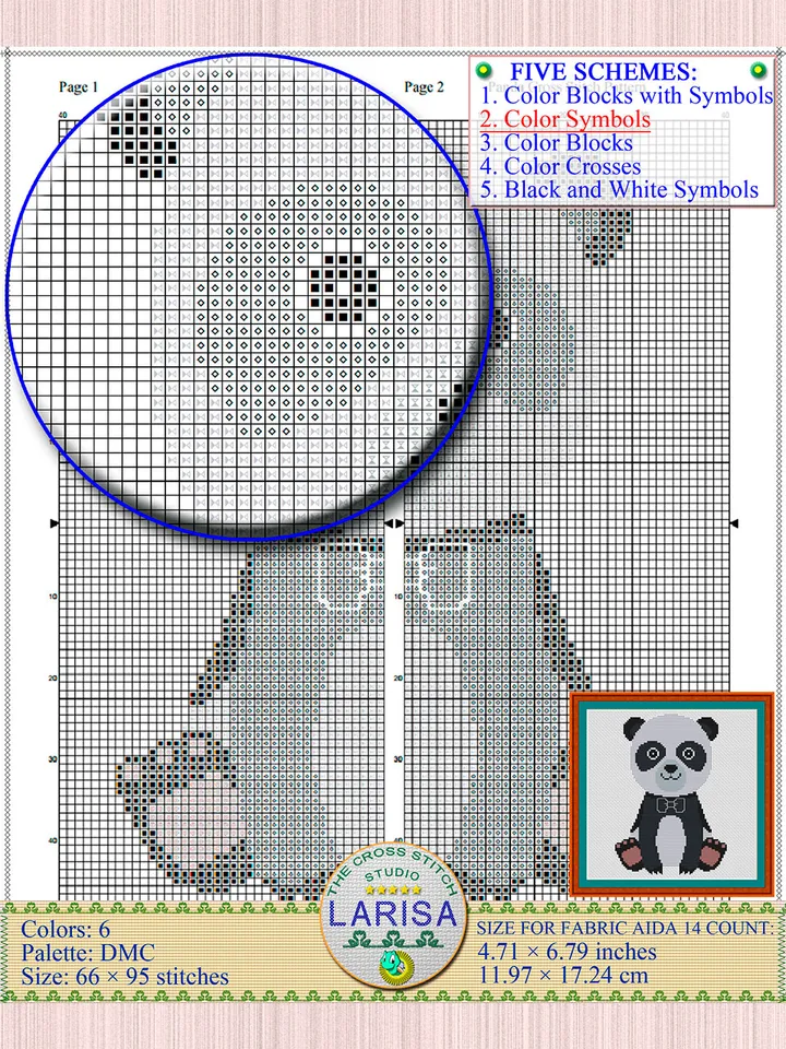 Panda Cross Stitch Pattern | Cute Panda Bear Chart