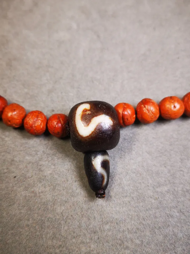 Gandhanra Old Green Tara Dzi Guru Bead,T-drilled 3-Hole Mala Bead, Prayer Bead,Connector Bead for Buddhist Bead