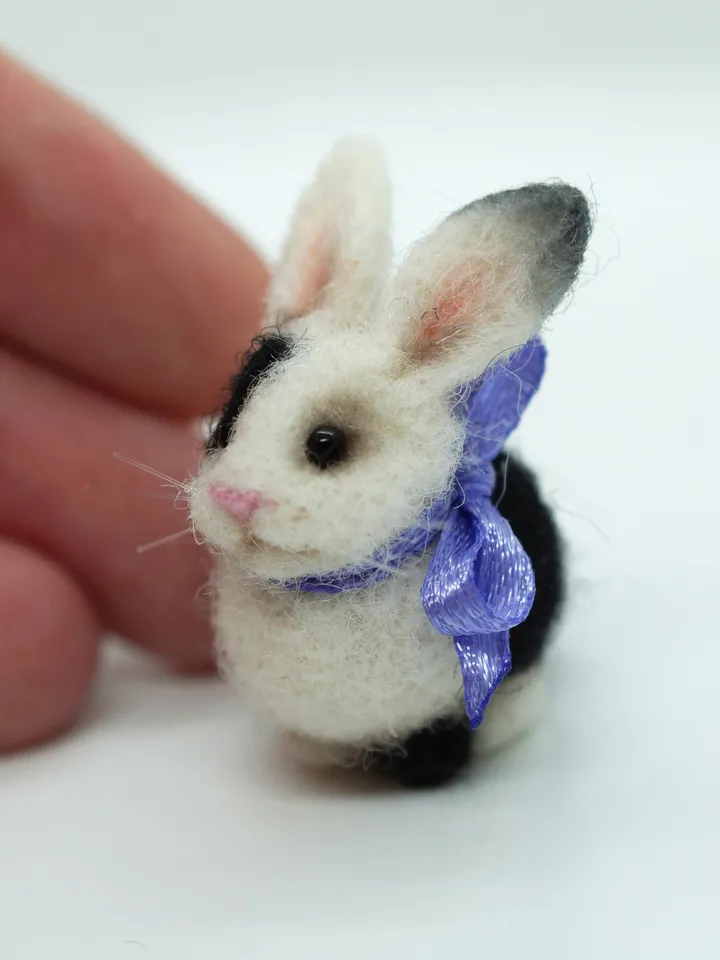 Basil the rabbit, miniature needle felted bunny, gift for her, tiny rabbit, made to order