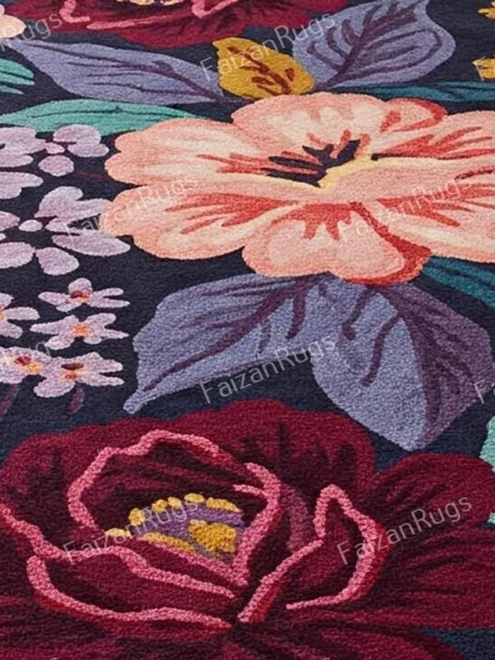 Irregular shape rug, Floral rug, 3x5,4x6,5x7,6x9,8x10,9x12,10x14, Handmade, area rug, custom rug, kids rug, home décor, kids rug. gift rug