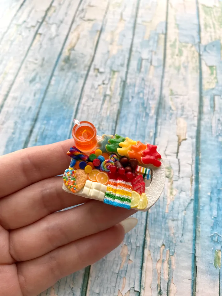 Magnet Miniature Rainbow Charcuterie Board with Polymer clay Souvenir