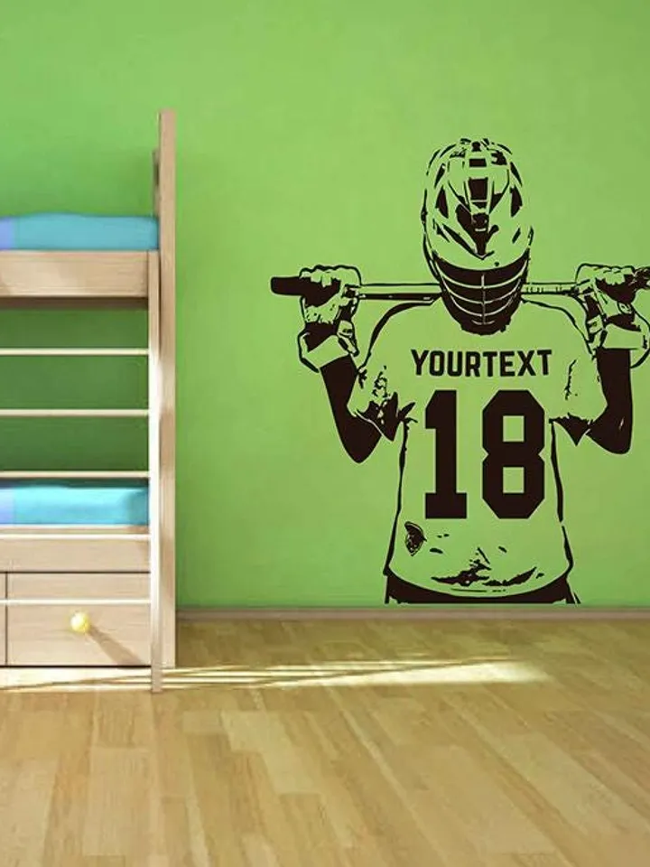 Personalized Lacrosse Wall Decal Custom Number Name Sticker gift ik3807