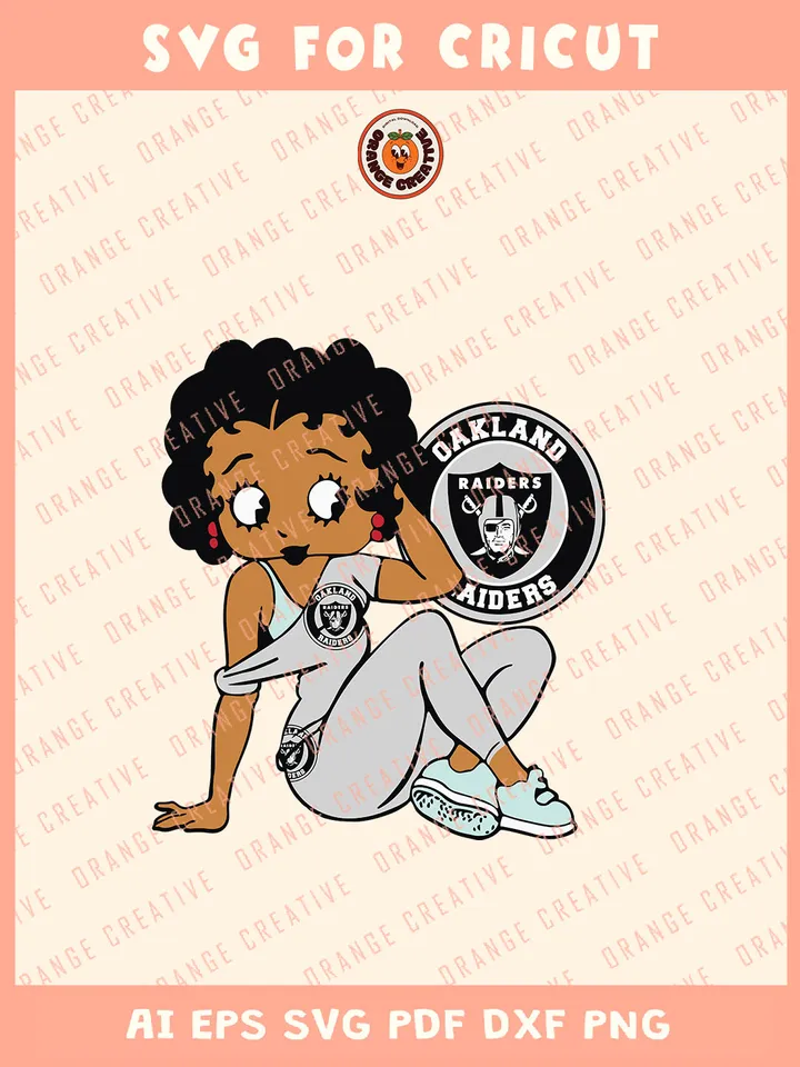 Las Vegas Raiders x Betty Boop Svg, NFL Las Vegas Raiders Team Svg, NFL Football SVG for cricut, Raiders Team Gift For Girls, Svg Files for Cricut, Png, Dxf, Digital Download
