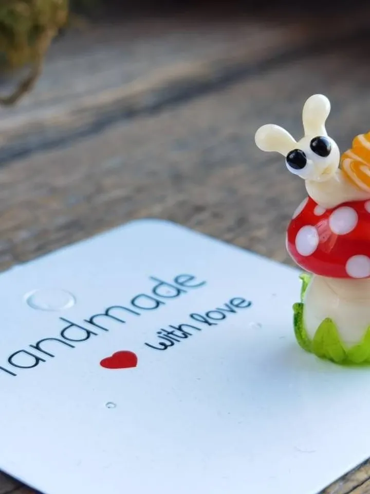 Mushroom ornament glass mushroom miniature , glass toadstools for terrarium decoration mini gardens or lampwork beads Mushroom figurine