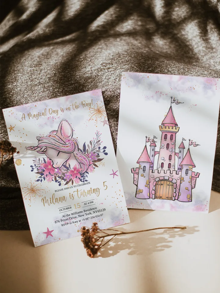 Unicorn Birthday Invitation Editable Unicorn Party Invitation A Magical Day is on the Way; uc1