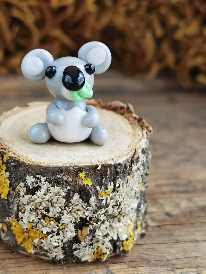KOALA MINIATURE ANIMALS koala gifts I love you Koala figurine Koala ornament Koala Valentine Glass Koala Zen garden Terrarium figurine