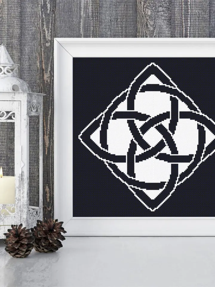 Celtic knot cross stitch pattern download PDF Monochrome cross stitch Celtic ornament embroidery Modern mandala digital Beginner stitch #M63