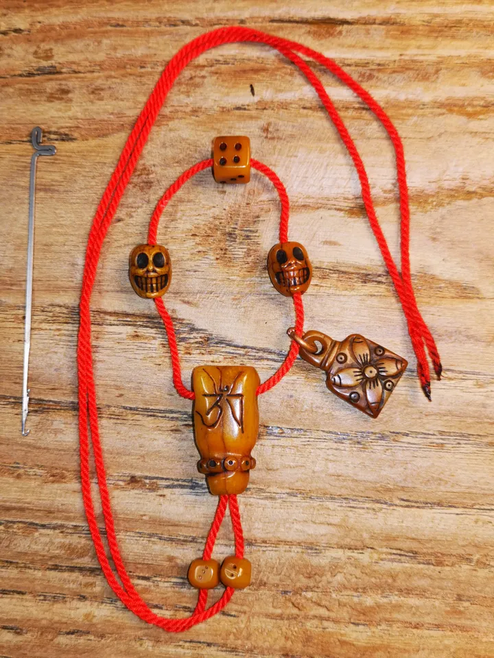 Gandhanra Bone Carved Tibetan Mala Decor Beads Set,include Guru Bead, Marker Bead,Tassel Bead ,Bead Clip,String and Crochet,DIY Prayer Bead