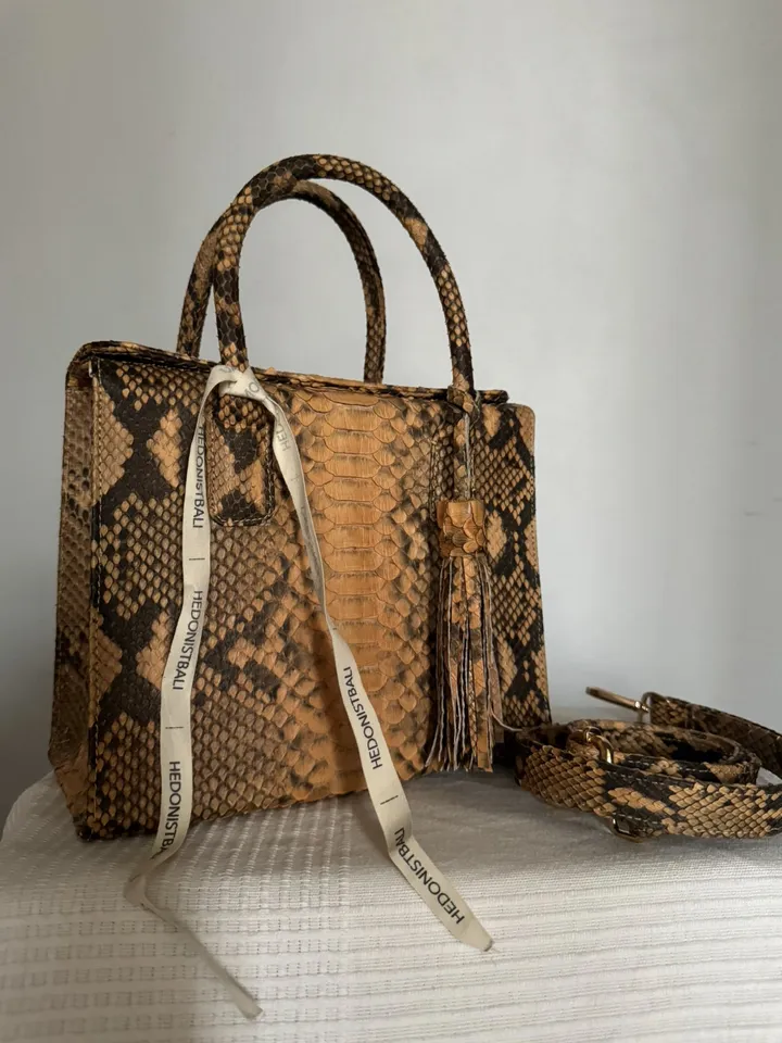 Top handle beige classy MORA genuine python skin bag | exotic leather bags | Elegant everyday women purse | snakeskin bag| designer bag