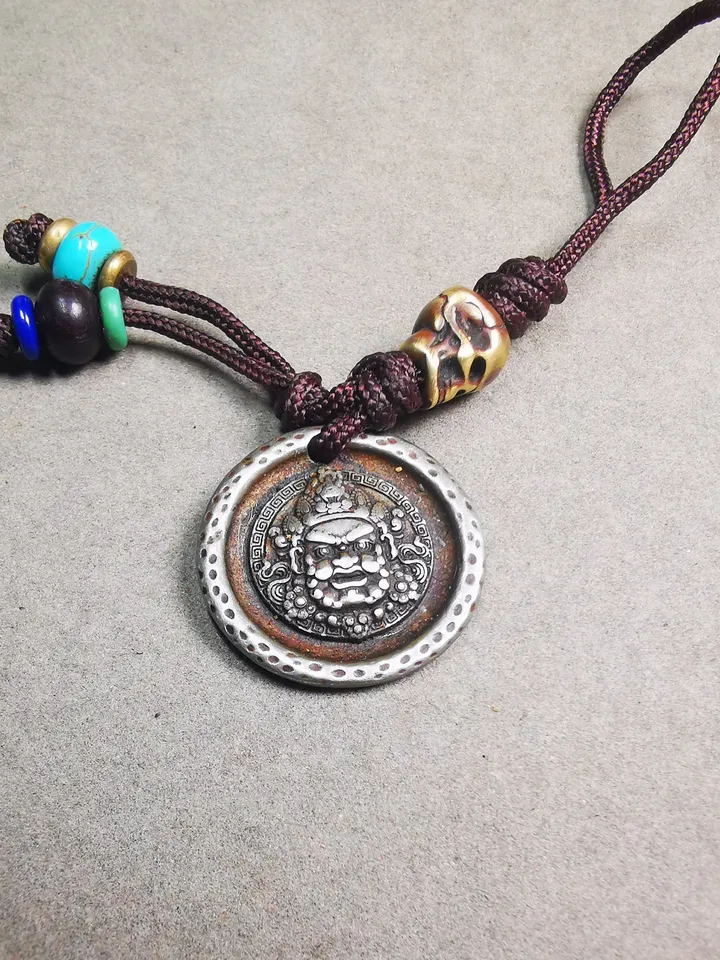Gandhanra Handmade Tibetan Amulet Badge,Mahakala Pendant, Buddhist Protector Deity