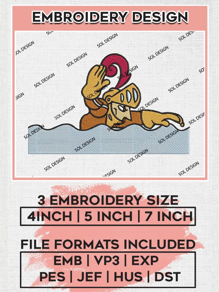 Valparaiso Crusaders Swimming Team Mascot Logo embroidery designs, NCAA Valparaiso Crusaders Logo Machine embroidery files, NCAA Team Logo embroidery designs, NCAA Game Day Machine embroidery designs, Digital Download
