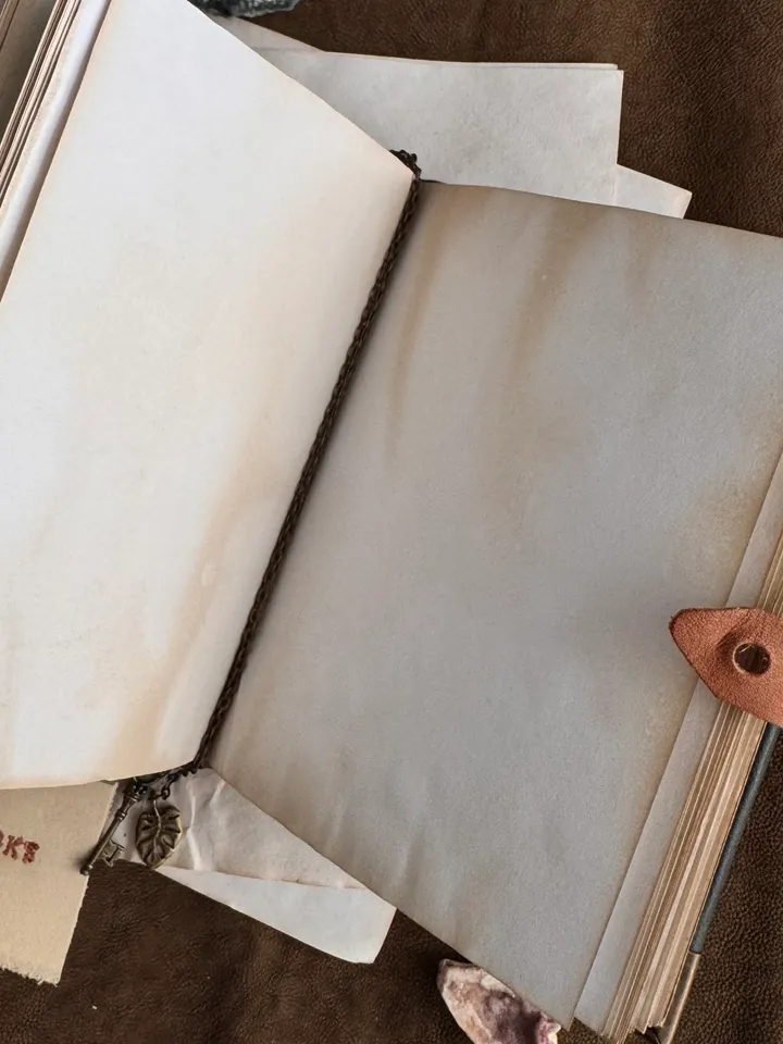 Genuine leather notebook with mini bottles on the cover. Grimoire, book of shadows, magical herbalist.