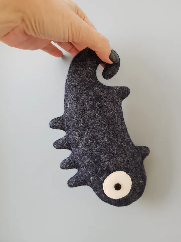 Felt doll sewing pattern PDF stuffed Chameleon, digital tutorial in english