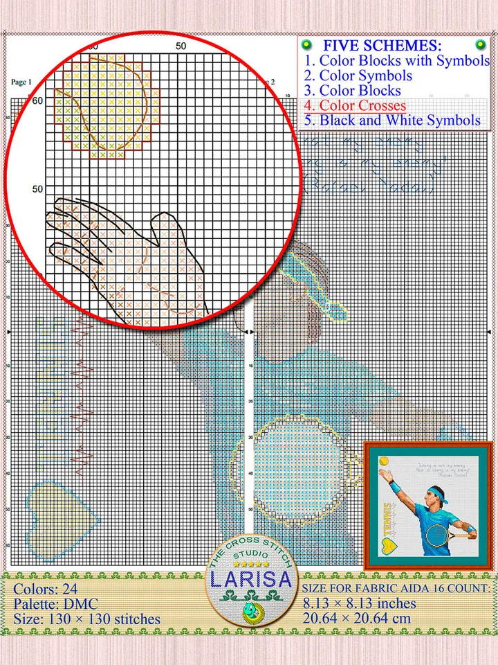Tennis Cross Stitch Pattern | Tennis Player