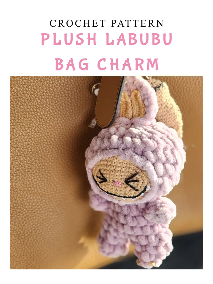 Plush Labubu Charm Bag Crochet Pattern + Video Guide | Easy Crochet Pattern