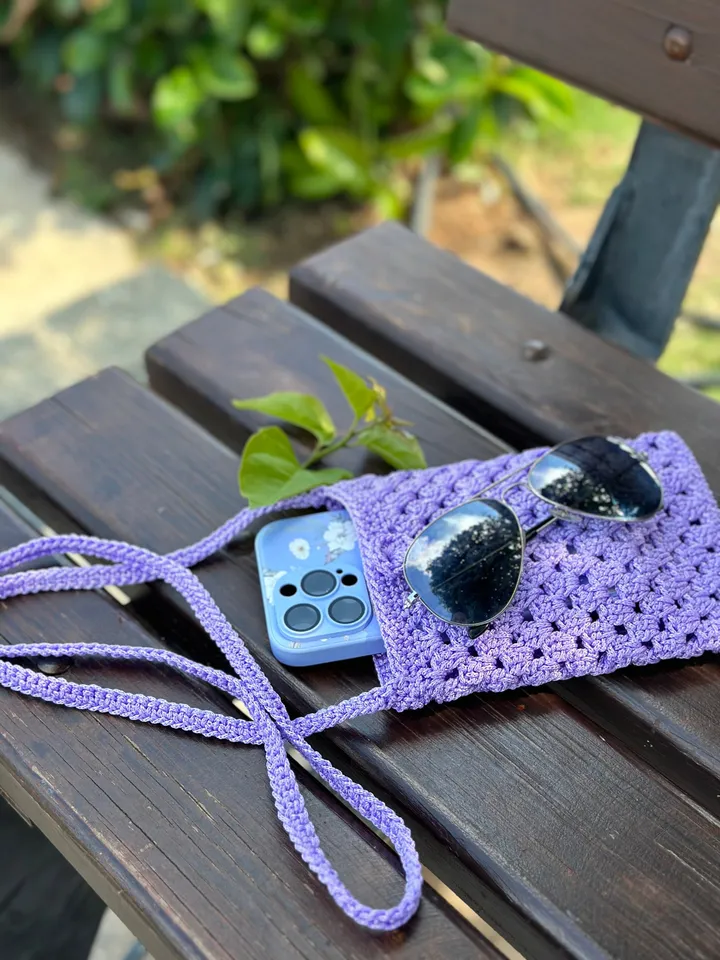 Crochet crossbody bag pattern, cell phone pouch, crochet mini purse, mobile phone case, summer shoulder messenger bag, DIY