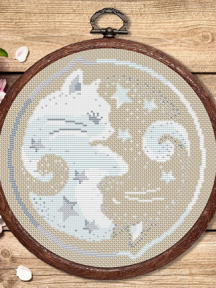 Silver Yin and Yang Sleeping Cats Cross Stitch Pattern, Cat Cross Stitch Pattern, Embroidery Yin and Yang, Animals Cross Stitch #cat007