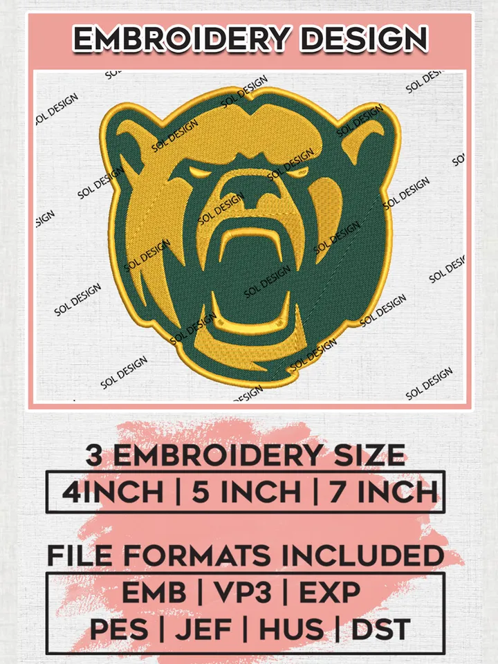 Baylor Bears Mascot Embroidery Designs, NCAA Logo Embroidery Files, NCAA Baylor Bears Logo, NCAA Embroidery Designs, Machine Embroidery Designs, Digital Download