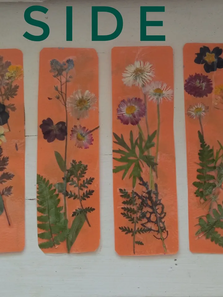 set of 4 bookmarks for herbarium books, handmade bookmarks with dried flowers, memories of summer