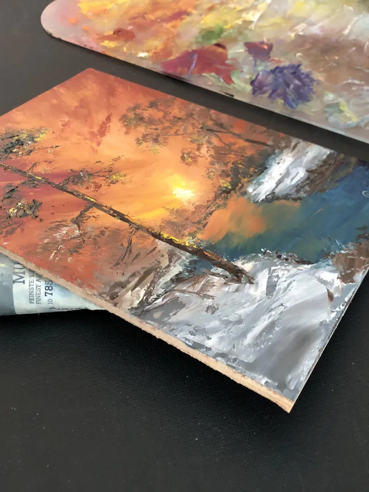 Original Landscape Forest Oil Painting Sunset Wall Art