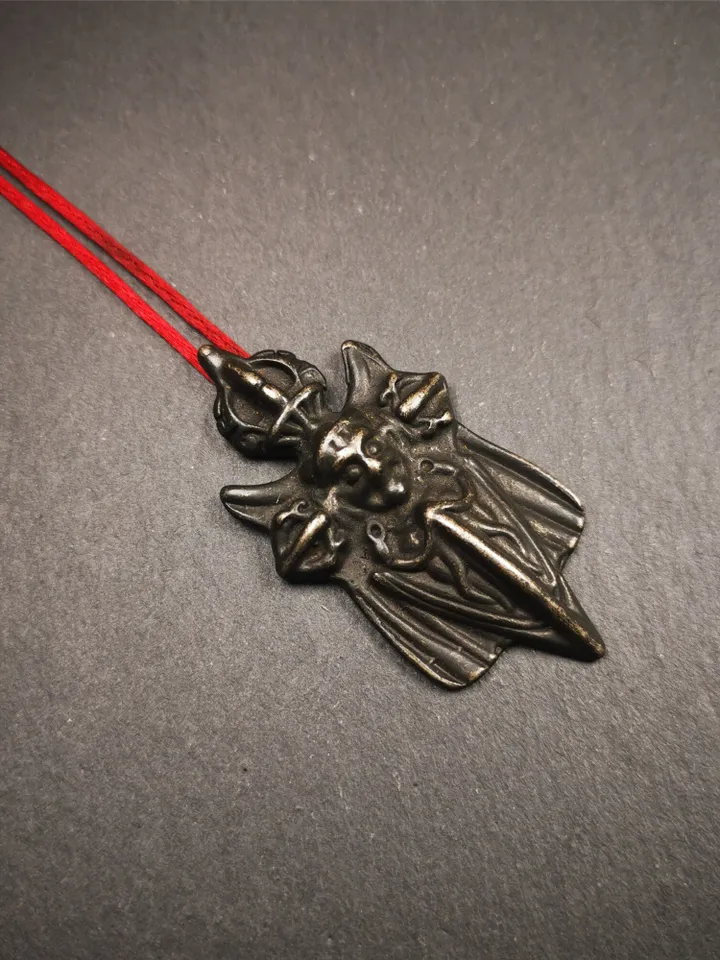 Gandhanra Antique Tibetan Buddhist Amulet,Black Garuda,Garula,Suparna,Golden-winged Bird Pendant,Made of Thokcha, 2.2 Inches