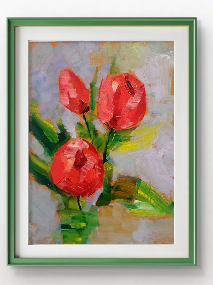 Tulip Original Painting Flowers Art Oil Painting tulips Original Art Floral Oil Canvas tulip Art Spring Art Flower Wall Art tulip Impasto