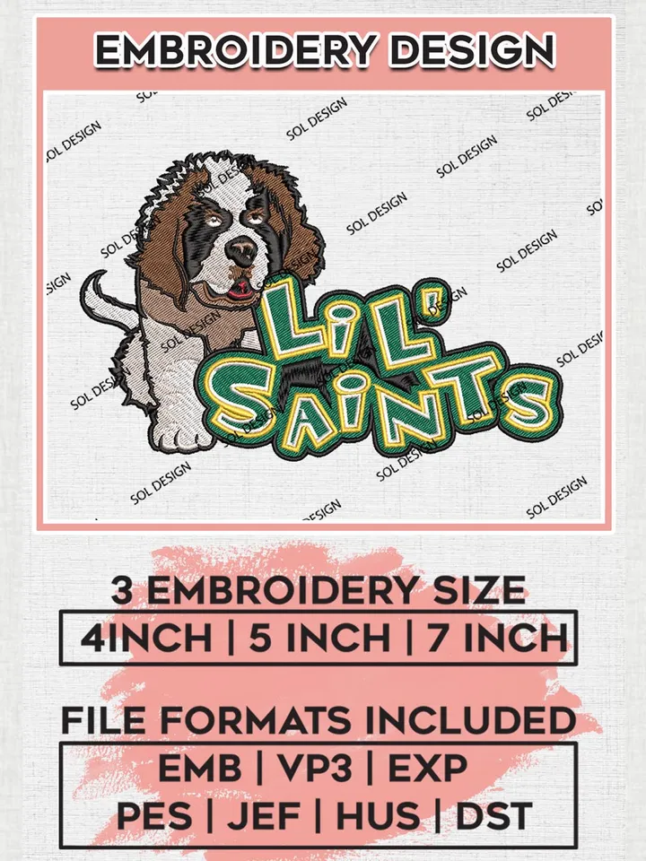 NCAA Lil' Saints Team Logo Embroidery Design Files, NCAA Siena Saints Machine Embroidery, NCAA Teams, 3 sizes, NCAA Machine embroidery designs, Digital Download