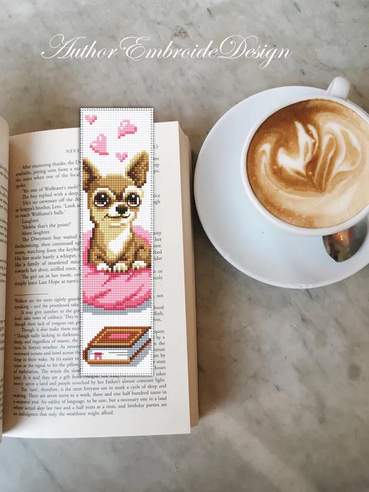 Dog bookmark cross stitch pattern PDF download Cute dog cross stitch chart, Pet bookmark pattern digital PDF, Dog lover bookmark #B465