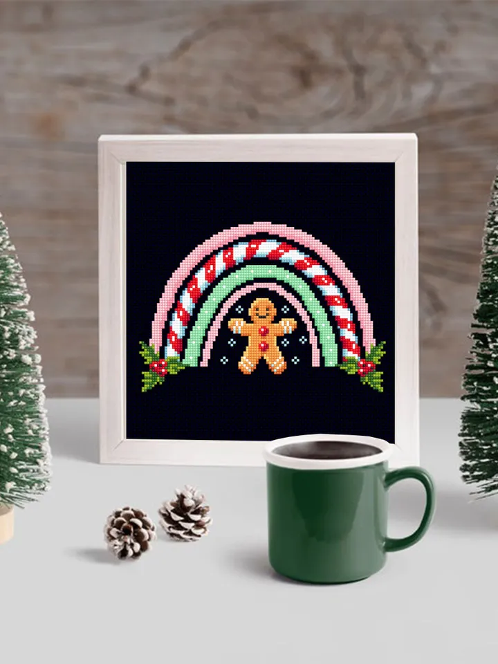 Christmas rainbow cross stitch pattern PDF download Gingerbread man cross stitch chart, Christmas pattern digital PDF, Sweet Christmas #N136