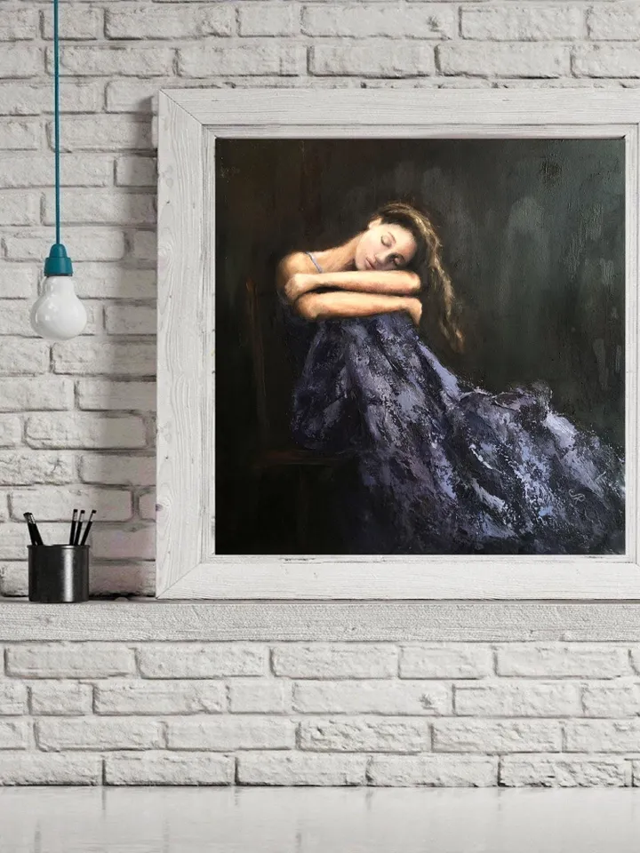 Woman Original Painting Girl Painting Female Wall Art Figurative Painting Ballerina Painting