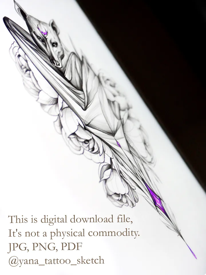 Bat Tattoo Design For Females Bat Tattoo Idea Stencil Flash, Instant download PDF, JPG, PNG