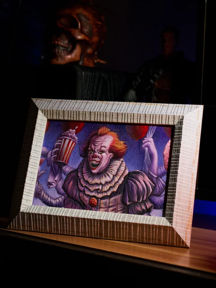 Original genuine leather painting Pennywise frame