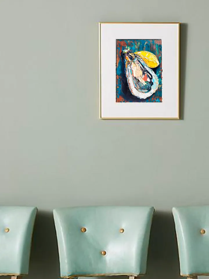 Oyster Painting Coastal Decor Impasto Oil Painting 5x7 Shell Original Art Seafood Art Oyster Shell Wall Art Kitchen Wall Art Food Painting by ArtFromVictoria