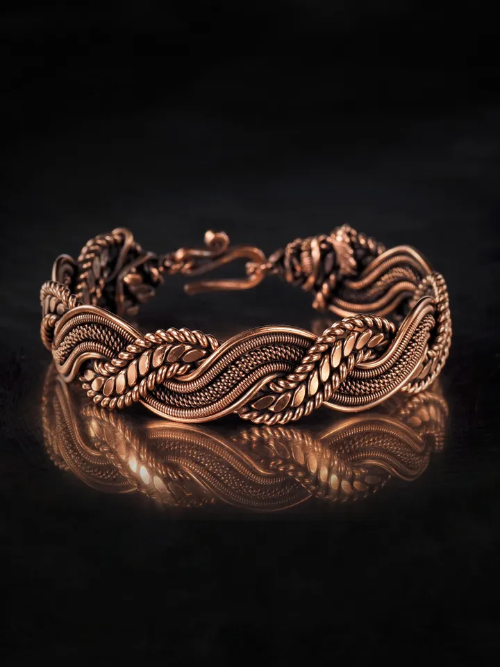Wire wrapped copper bracelet for woman Antique style copper jewelry WireWrapArt