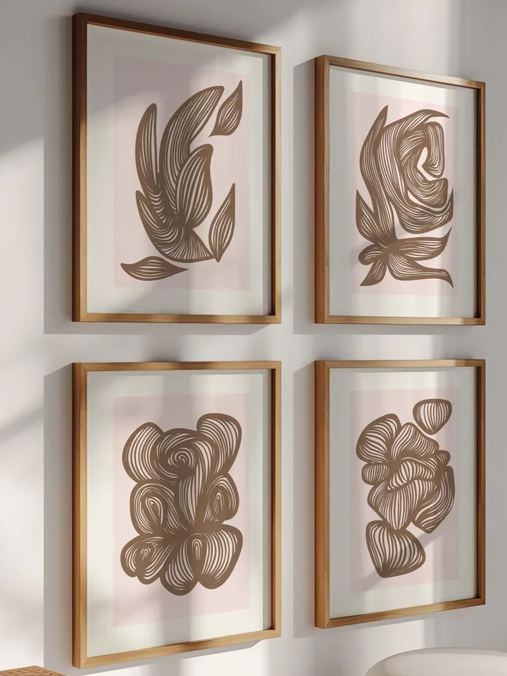 Abstract Line Art Print Neutral Tones Poster Scandinavian Style Printable Geometric  Wavy Line Art Modern Minimalist Design Digital Wall Art