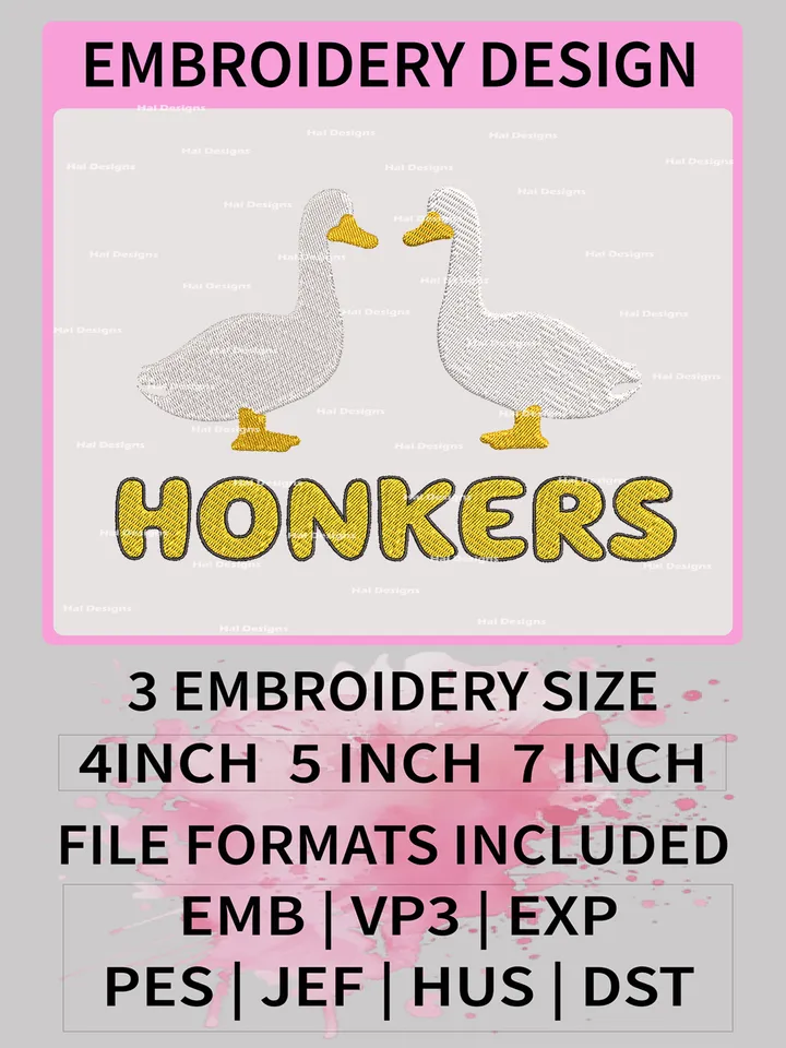 Silly Goose Embroidery Design, Animal Embroidery Design, Honkers Embroidery files, Digital Download