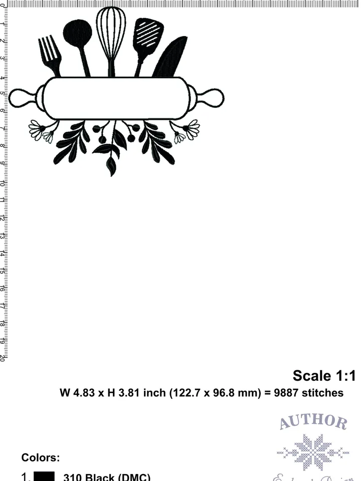 Kitchen utensils split frame machine embroidery design 3 sizes, Baking tools embroidery pattern, Cooking embroidery files, Apron design #R5