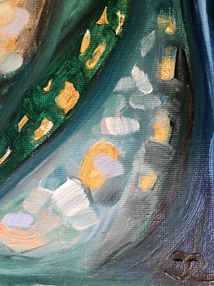 Blue nimpth-Mermaid original oil painting on canvas,one of a kind blue water nimph painting ,seamaid wall art,fantasy woman painting.