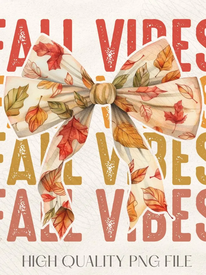 Fall Vibes Png, Retro Fall Coquette Bow Png, Fall T Shirt Png, Autumn Pumpkin Png, Autumn Sublimation png Design