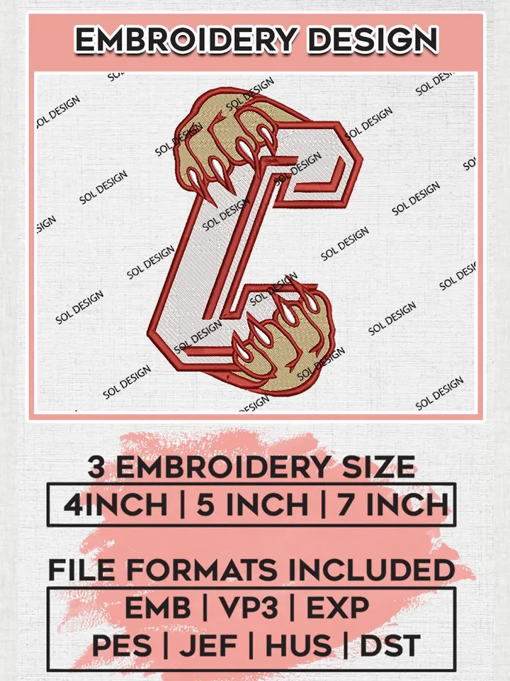 Charleston Cougars Football Team Logo Machine Embroidery Design, NCAA Charleston Cougars Team Design Design files, NCAA Team Embroidery Designs, NCAA Machine Embroidery Designs, Digital Download