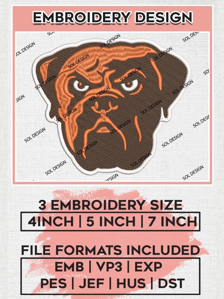 Cleveland Browns Mascot Embroidery Designs, NFL Browns, NFL Embroidery Designs, NFL Cleveland Browns Machine Embroidery Design, Digital Download